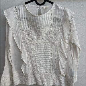 Elegant White Lace Trim Blouse
